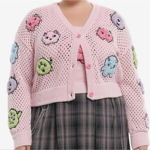 Sweet Society Embroidered Fuzzy Monster Girl's Cardigan‎ Size XL